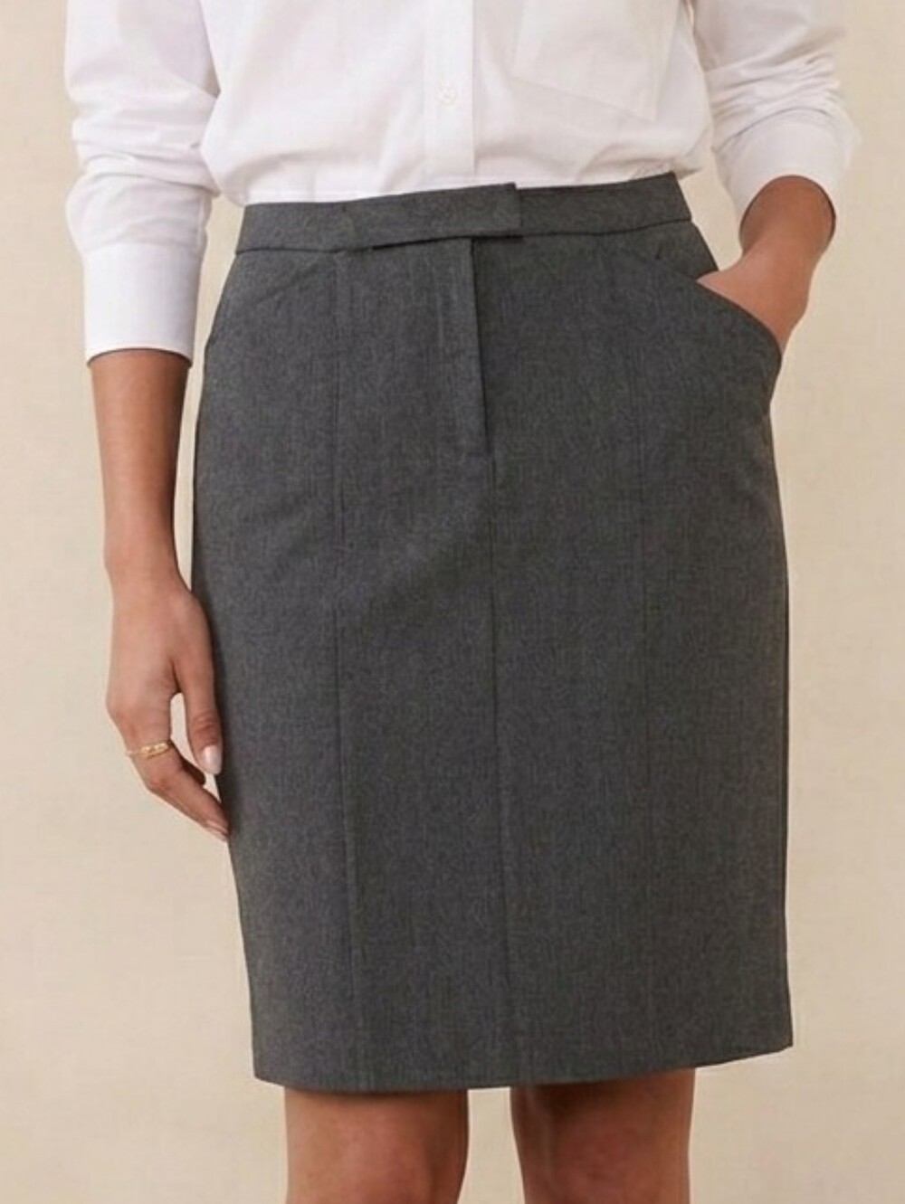 Express Gray Pencil Skirt Size 5/6 (Fits Like Medium) Womens Y2K Pockets Stretch